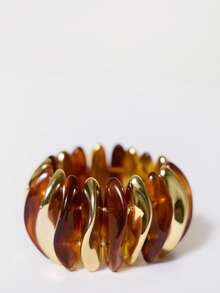 MUSERA 玳瑁金弹力手链 假日 春夏 海滩 节日 度假 可爱 日常 - 金琥珀色 - 查看 2