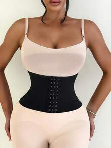 Sirith Women's Simple Solid Color Waist Cincher - Black - View 2
