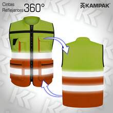 KAMPAK KW553 高能见度反光背心，带多功能口袋和加固扣件，适用于工作、食品和工业场所。 - naranja - 查看 8