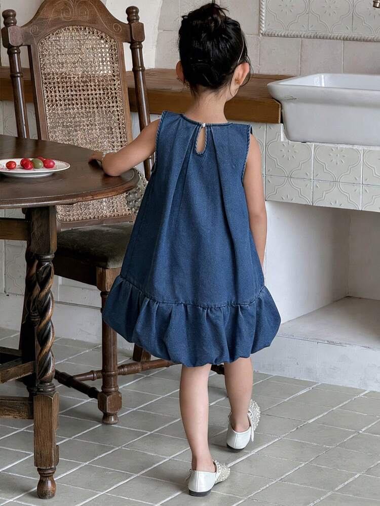 Young Girls Sleeveless Denim Dress Sun Dresses For Women