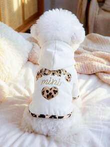 PETSIN 一件猫狗通用服装，绣有“我爱妈妈”字样的连帽衫，充满爱意，宠物休闲上衣 - 白色 - 查看 2