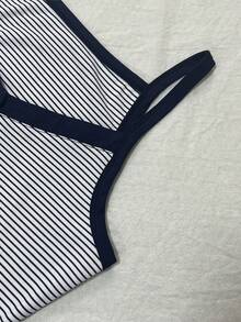 Glimmora Women's Button Design Striped Casual Versatile Camisole - Multicolor - View 3