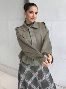 Marta Soriano Áo khoác lửng rộng rãi thoải mái - xanh quân đội - Xem 6