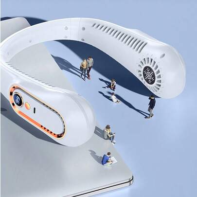 Teckwe Portable And Wearable Bladeless Neck Hanging Fan With LED Digital Display Screen, 5-Speed Speed Regulation, Low Noise, Air Circulation, Essential For Students, Office Workers, Outdoor Sports Travel, Summer, Portable Fan, TPC Charging, Built-In 1200mAh