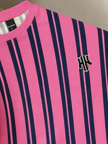 Manfinity Joysei 男士条纹短袖休闲圆领T恤 - 彩色 - 查看 4