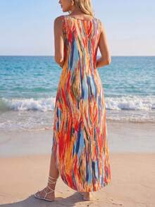 Sylviya Women Sleeveless Casual Dress, Simple And Fashionable For Daily Wear - Coral Orange - View 2