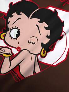 Betty Boop x SHEIN 女士休闲圆领短袖T恤 - 白色 - 查看 4