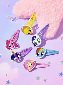 My Little Pony X SHEIN 12 包甜美可爱的卡通糖果色女孩发夹和女士发饰，适合夹刘海和断发。 - 彩色 - 查看 6