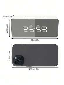 Modern Multifunctional LED Alarm Clock, Small Digital Clock With Mirror Screen, Temperature Humidity Date Display, Adjustable Brightness, For Bedroom Desk Office Shelf, Minimalist Home Decor Essentials - Multicolor - View 3