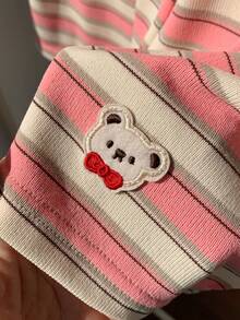 Comfortcana Quần short nữ kẻ sọc phối họa tiết, cạp chun, kiểu dáng thường ngày đa năng, có dây rút. - Nhiều màu - Xem 4