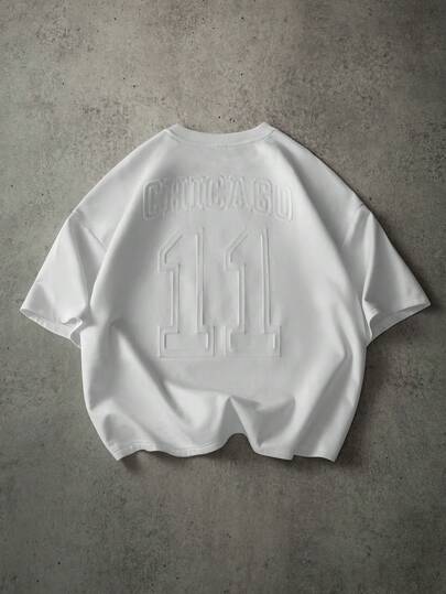 PAVTROS Men's Fashionable Minimalist Short Sleeve T-Shirt, Suede Fleece Fabric With Matte Finish, Loose Fit, Knit Crew Neck Tee, Knit Top, American Hip Hop Oversized Style, Stylish Numeric Graphic, High Street Outfit, Relaxed Casual, Fashionable Minimalist, Daily Wear, Leisure, Fashion Outfit, Back To School, Rapper Clothing, Holiday Gift, Boyfriend Gift, Husband Gift