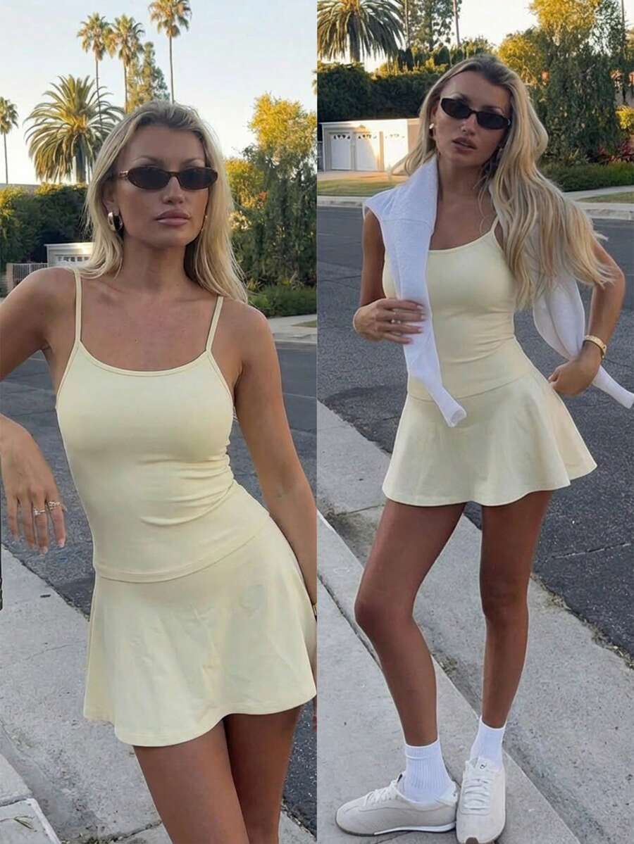Fluxe Movishi Cooling Fabric Casual Solid Color Knit Fitted Camisole