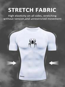 Gym Rark Men's Spider Letter Print Half Sleeve Round Neck Regular Sports Set In Black And White With Pockets, Lightweight, Gym - Black - View 5