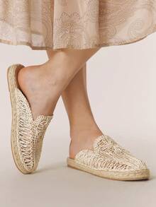 Styleloop Women's Vacation Casual Woven Slip-On Flats - Apricot - View 1