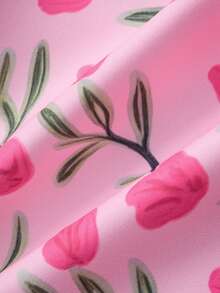 Áo hai dây nữ in hoa, viền ren, thích hợp cho kỳ nghỉ - Hồng - Xem 5