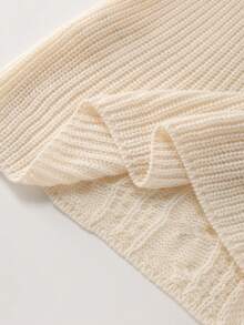 Franclia 女士单排扣麻花针织休闲背心 - 杏色 - 查看 5