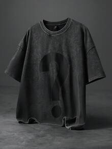 PAVTROS Men's Casual Question Mark Graphic Round Neck Short Sleeve T-Shirt, Versatile For Daily Wear - Black - View 6