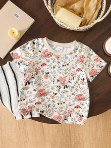 1件女婴数码印花圆领短袖T恤，春夏款 - 彩色 - 查看 6