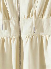 Modelyn Burgundy Slimming Zip-Up Hooded Casual Long Sleeve Jacket & Pants 2 Pieces Set For Women, Autumn/Winter - Apricot - View 6