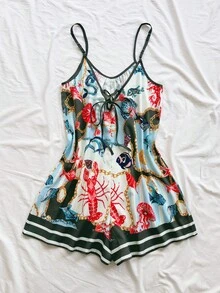 Soleia Áo liền quần nữ kiểu dáng thường ngày, in hình sinh vật biển, hở lưng, cổ chữ V, thích hợp cho kỳ nghỉ biển và du lịch trên tàu biển. - Nhiều màu - Xem 2