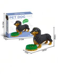 2033片卡通狗狗造型积木，例如雪纳瑞、腊肠犬、哈士奇等。3D拼图，宠物狗狗造型积木套装。完美的生日礼物。房间装饰。 - Pack Bag1 - 查看 14