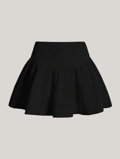 SHEIN Tween Girls' Solid Color Casual Versatile Daily Wear Mini Skirt