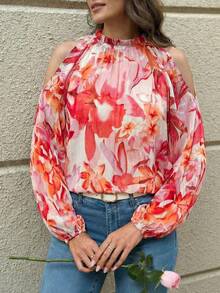 Solivie Women's Floral Print Off-Shoulder Casual Versatile Daily Wear Blouse - Multicolor - View 4