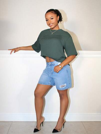 Steph T Slogan Gündelik Kadın Tişörtleri