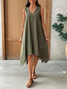 EMERY ROSE Women's Casual Cap Sleeve Doll Print Dress - Green - View 7