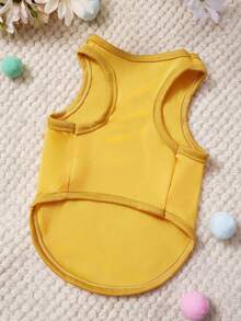 1pc Purple Cute Kitten Don't Flower Print Pet Tank Top Yellow Soft And Breathable Comfortable Pet Clothes - Yellow - View 4