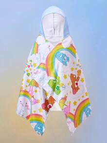 SHEIN X Care Bears 1件可爱卡通印花连帽浴巾，以忍者神龟为主题，采用超细纤维材质，吸水性强，不掉毛，适合沐浴、游泳、海滩等场合。 - 藍白色 - 查看 3