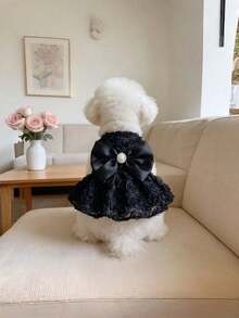 1 bộ trang phục cho thú cưng hình hoa hồng dễ thương, khóa dán, màu đen/hồng/trắng, kiểu váy cưới xòe cho mèo và chó, trang phục phù dâu. - màu đen - Xem 4