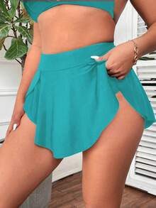 Swim Vcay Bottom de traje de baño de talla grande de unicolor - Azul Cadete - Ver 4
