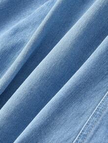 SHEIN MOD Women's Casual Tie-Up Backless Denim Dress, Summer - Blue - View 3