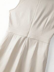 SHEIN Franclia Mono sin mangas minimalista de estilo commuter para mujer Franclia, con bolsillos y botones dorados, ajuste ceñido, pierna recta, para primavera/verano - Albaricoque - Ver 4