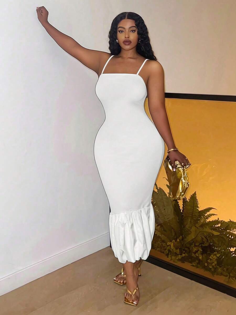 Slaydiva Lễ hội âm nhạc Xuân/Hè mới, Hàng mới về đầu xuân/hè và lễ Phục sinh, Lễ hội âm nhạc Xuân/Hè, Ngày Valentine, Phong cách thường ngày lễ Phục sinh, Tối giản cơ bản, Thời trang đường phố Y2K ngọt ngào, Sản phẩm bán chạy, Hẹn hò hàng ngày, Phong cách cô gái gợi cảm, Váy maxi tôn dáng, Váy maxi hai dây, Váy maxi ôm sát, Váy maxi xếp ly phối màu cho nữ, Cỡ lớn - Trắng