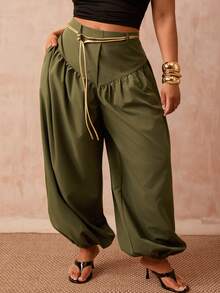 Slaydiva Quần dài nữ xếp ly dáng đèn lồng, màu xanh quân đội, thích hợp cho mùa Xuân/Hè, thanh lịch, đi làm và dạo phố, tiệc sinh nhật, lễ tốt nghiệp, trang phục học sinh, đi chơi hàng ngày, dễ phối đồ, giải trí, kỳ nghỉ, du lịch biển, tắm nắng, hợp xu hướng, công sở thường ngày, tối giản và thoải mái, đi nghỉ mát và dạo chơi. - màu xanh lá - Xem 11