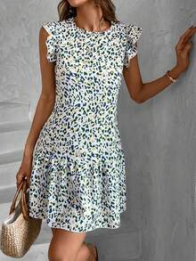 Breezaya All-Over Print Ruffle Hem Casual Everyday Dress - Multicolor - View 4