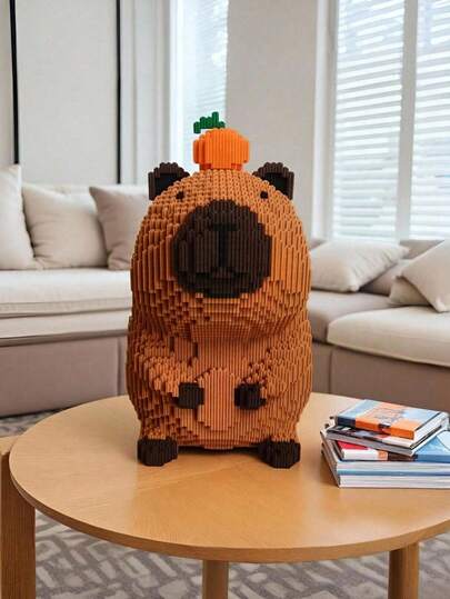 POKOJA LAND 800+ 可爱水豚积木 DIY 动物系列积木，桌面装饰，减压，舒缓压力，家居收藏装饰，拼装玩偶，办公桌摆件，生日/婚礼装饰/毕业礼物