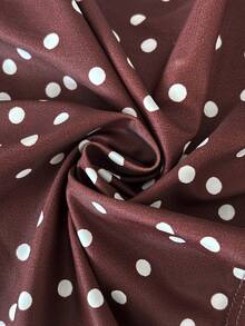 Elaquor 大码女式波点印花荷叶边连体泳衣 - 咖啡棕 - 查看 8