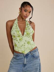 SHEIN BAE 纯色银色超大亮片露背吊带背心，适合音乐节、海滩、度假、派对、夜店等场合。 - 銀色 - 查看 5