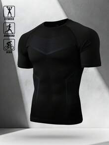 GymBeat Áo thun nam màu trơn, kiểu dáng thường ngày, đa năng, phù hợp cho cả hoạt động thể thao và giải trí. - màu đen - Xem 3