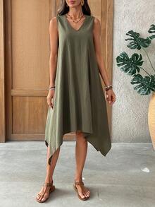 EMERY ROSE Women's Casual Cap Sleeve Doll Print Dress - Green - View 5