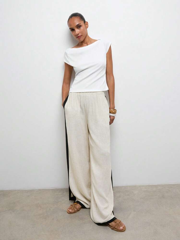 SHEIN Maija MAIJA Vacation Boho Printed Palazzo Wide Leg Elastic Waist Pants