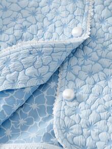 女童提花背心和短裤套装 - 藍色 - 查看 5