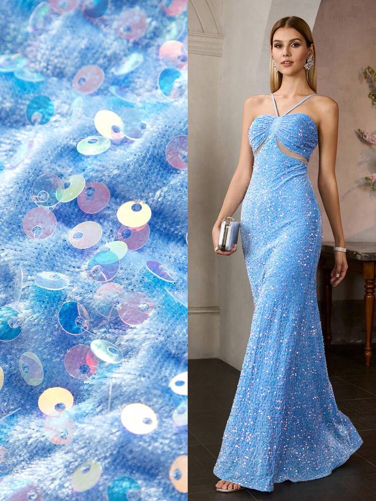 MOTF Soiréza SEQUIN CONTRAST MESH COCKTAIL DRESS