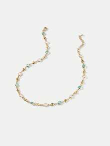 MOTF PREMIUM Dây chuyền vàng PRE GOLD LOVE tinh tế, đính đá màu hồng xanh, nhỏ nhắn, tươi mới. - Nhiều màu - Xem 5