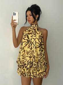 Aloruh 女士斑马纹吊带迷你连衣裙 - 彩色 - 查看 4