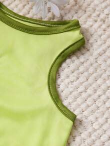 PETSIN 1 pieza Camiseta de tirantes para mascotas verde suave y transpirable con estampado de saludos de desayuno lindo - Verde - Ver 2