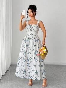 Elenzga 大码女士优雅印花吊带夏季连衣裙，情人节 - 彩色 - 查看 6